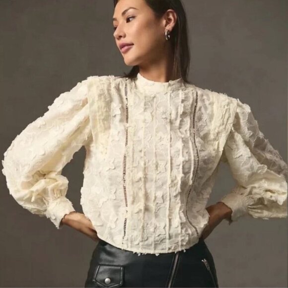 FARM RIO Star 3D embroidered blouse, Ivory, Size L - Picture 4 of 8